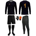 Kaleci Forma,eşofman,şort,eldiven,konç Buffon Model 5li Set(Formaya Isim Baskısı Için Harf Hediyeli) - Siyah