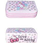 Kalem Kutusu Love Kitty Temalı Kawaii Desen Orginazer Vegan Deri
