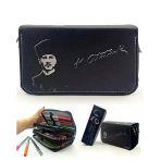 Kalem Kutusu Siyah Atatürk Mustafa Kemal Atatürk Desenli Kawai Organizer Kalemkutu Vegan Deri Üç Bölmeli Kalemlik