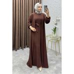 Kalemen Moda Betül İkili Abaya Elbise Takım 24686 Kahverengi