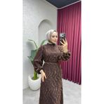 Kalemen Moda Eliza Püsküllü Elbise 6227 Koyu Kahve