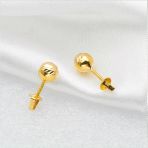 Kalemli Sarı Altın Top Küpe ( 6 mm Çaplı )