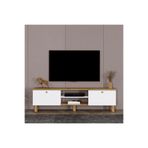 Kalender Dekor İlkkan Bohem Ayaklı Kapaklı Tv Ünitesi Tv Sehpası 140 cm. Çam Beyaz
