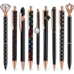Kalesi 9 Parça Metal Kristal Elmas Tükenmez Kalem Seti - Siyah (Yurt Dışından)