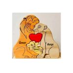 kalıcı anlar Kişiye Özel İsimli Ahşap Aslan Ailesi Yapboz Puzzle Biblo