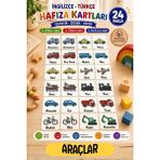 kalides Ahşap Hafıza Kartı Seti – ARAÇLAR - Eşleştirme Oyunu – Okul Öncesi Zeka & Dikkat Geliştirici Oyun Kartları – Oyuncak