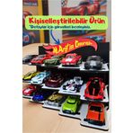 kalides Oyuncak Araba Rafı - Kişiye Özel - BEYAZ (1/64 ölçekli arabalar için uygundur)