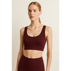 Kalın Askılı Toparlayıcı Spor Büstiyer - Bordo - 2XL