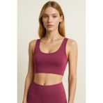 Kalın Askılı Toparlayıcı Spor Büstiyer - Mürdüm - XL