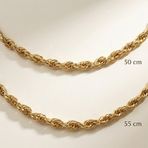 Kalın Burgu Halat Zincir Kolye - 14K Altın Kaplama - 55 cm