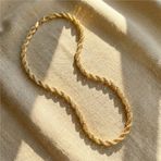 Kalın Burgu Zincir Çelik Kolye - 14K Altın Kaplama - 50 cm / 1 cm