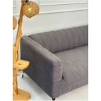 Kalın Krokan Kumaş Lastikli Kayma Yapmayan 3 Kişilik Tekli Kanepe Örtüsü - 180 x 230 cm - Antrasit