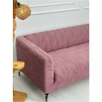 Kalın Krokan Kumaş Lastikli Kayma Yapmayan 3 Kişilik Tekli Kanepe Örtüsü - 180 x 230 cm - Gül Kurusu