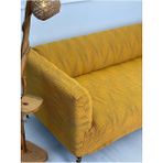 Kalın Krokan Kumaş Lastikli Kayma Yapmayan 3 Kişilik Tekli Kanepe Örtüsü - 180 x 230 cm - Hardal