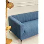 Kalın Krokan Kumaş Lastikli Kayma Yapmayan 3 Kişilik Tekli Kanepe Örtüsü - 180 x 230 cm - İndigo