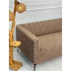 Kalın Krokan Kumaş Lastikli Kayma Yapmayan 3 Kişilik Tekli Kanepe Örtüsü - 180 x 230 cm - Kahve