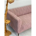 Kalın Krokan Kumaş Lastikli Kayma Yapmayan 3 Kişilik Tekli Kanepe Örtüsü - 180 x 230 cm - Pudra