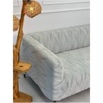 Kalın Krokan Kumaş Lastikli Kayma Yapmayan 3 Kişilik Tekli Kanepe Örtüsü - 180 x 230 cm - Taş