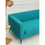 Kalın Krokan Kumaş Lastikli Kayma Yapmayan 3 Kişilik Tekli Kanepe Örtüsü - Turkuaz - 180 x 230 cm