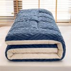 Kalın Mavi Japon Kuzu Kaşmir Futon Yatak - Kanepe Kamp Yoga için Katlanabilir Zemin Uyku Pedi - 180x200 cm Konfor ve Çok Yönlülük