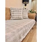 Kalın Peluş Koltuk Örtüsü Takımı 3+3+1+1 Yumuşak & Dekoratif - 80 x 200 cm - Gri