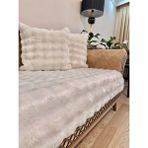 Kalın Peluş Koltuk Örtüsü Takımı 3+3+1+1 Yumuşak & Dekoratif - 80 x 200 cm - Krem