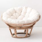 Kalın Sandalye Minderi - İç/Dış Mekan Kullanımı için Renksiz Yuvarlak Ped, Çıkarılabilir Fermuarlı Tasarım, Rattan Hasır Asılı Yumurta Sandalyesine Uyar, 90 cm, Beyaz Meditasyon Yer Yastığı.