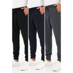 Kalın Siyah-lacivert-antrasit Erkek 3'lü Eşofman Altı Jogger Arka Cepli Paça Lastikli Regular Fit Şardonsuz Cmre97