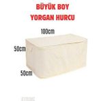 Kalın Tela Kumaş En Büyük Boy Hurç Battal Boy Yorgan Döşek Yatak Hurcu Pencereli Hurç - Bej - 1 Parça - 50 x 100