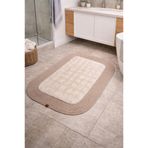 Kalın ve Yumuşak Peluş Banyo Paspası Kaymaz Tabanlı Modern Tasarım 105x75 cm Bej