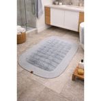 Kalın ve Yumuşak Peluş Banyo Paspası Kaymaz Tabanlı Modern Tasarım 105x75 cm Gri