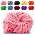 Kalın yün iplik, pembe, hacimli kol örgüsü, yün örgü, kaba örgü yün iplik, battaniye, evcil hayvan yuvası, battaniye, süs yastığı için