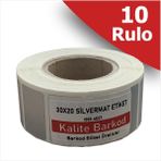 Kalite Barkod 30X20 Silvermat Etiket 10 Rulo Demirbaş Barkod Etiket