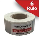 Kalite Barkod 30X20 Silvermat Etiket 6 Rulo Demirbaş Barkod Etiketi