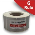 Kalite Barkod 40X30 Silvermat Etiket 6 Rulo Metalize Demirbaş Barkod Etiketi