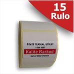Kalite Barkod 50X20 Termal Etiket | 15 Rulo Barkod Etiketi