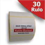 Kalite Barkod 60X30 Termal Etiket | 30 Rulo Barkod Etiketi