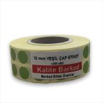 Kalite Barkod Yuvarlak Etiket | 12 mm / 25 mm / 40 mm / Sarı Turuncu Yeşil Renkli Yapışkanlı Yuvarlak Etiket - 12 mm Yeşil - 4.000 adet