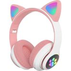 Kalite Vilya Kedi Kulağı Detaylı Uyumlu Bluetooth Kablosuz Kulaklık Çocuk Oyuncu - Pembe