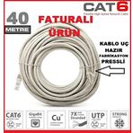 Kaliteli Kalın Bakır 40mt 40 Metre Cat6 Cat 6 Vodafone Net Fiber Adsl Vdsl Internet Kablosu Rj45