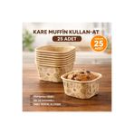 kalitexhome Kare Muffin Kalıbı Kullan At 25 Adet | Yağlı Kağıt Fırın ve Airfryer Uyumlu Kek Kalıbı