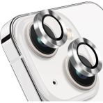 (Kaliteyi Bozmaz) iPhone 13/13 Mini Uyumlu Kamera Koruyucu Lens Mercek Gri Metal Çerçeveli - Gümüş