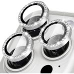 (Kaliteyi Bozmaz) iPhone 15 Pro Max / 15 Pro Uyumlu Taşlı Kamera Lens Koruyucu - Beyaz - TAŞLI