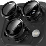 (Kaliteyi Bozmaz) iPhone 15 Pro Max & (Kaliteyi Bozmaz) iPhone 15 Pro Uyumlu Kamera Koruyucu Lens Siyah Metal Çerçeveli