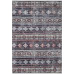 Kalkuta Kahverengi Modern Geometrik Etnik Desenli Boho Makinada Yıkanabilir Hafif Hav Toz Vermez Leke Tutmaz Kaymaz Taban Dijital Makine Baskı Halı Oturma Odası Salon Yolluk Koridor Mutfak Halısı
