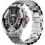 Kalobee SK50 1.85" 52 mm Büyük Kasa Akıllı Saat Silikon + Metal Çift Kordonlu - Gri