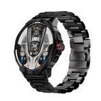 Kalobee SK50 1.85" Amoled 52 MM Silikon + Metal Çift Kordonlu Akıllı Saat (İthalatçı Garantili) siyah