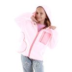 Kalp Cepli Kız Çocuk Pembe Peluş Mont