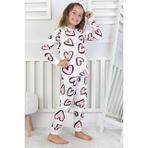 Kalp Desenli %100 Pamuk Kız Çocuk Pijama Takımı