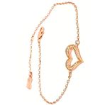 Kalp Figurlu Swarovski Tasli Gumus Rose Bileklik